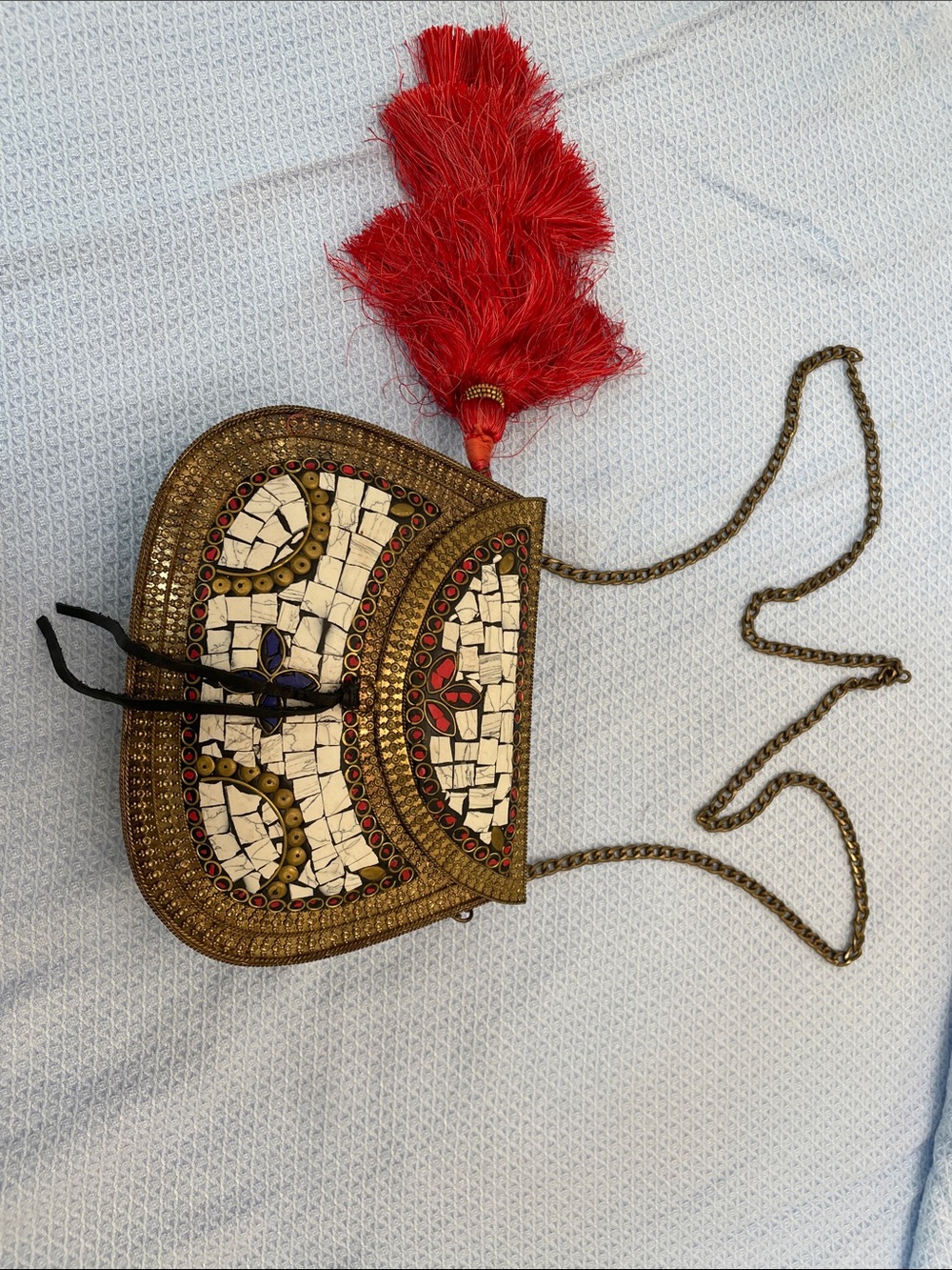 Sam Edelman Mosaic Tile Crossbody with Red Tassel